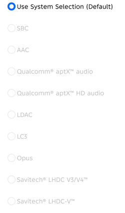 Verfügbare Codecs für Bluetooth-Audio