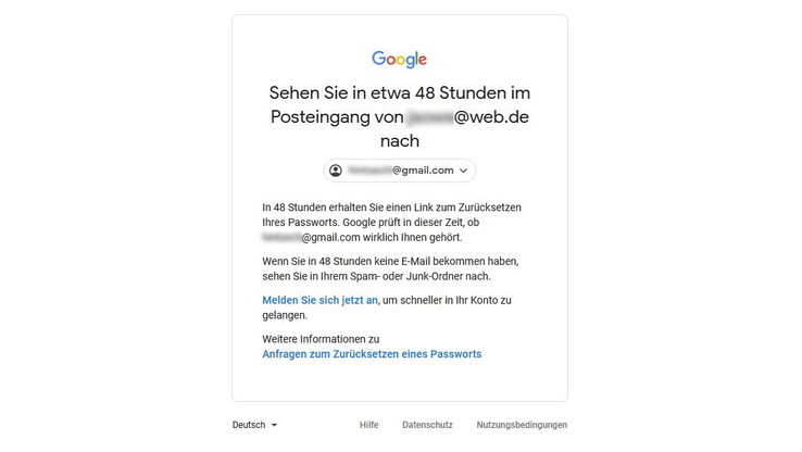 Warum soll ich trotz Codeeingabe 48 Stunden warten? Wie prüft Google hier?