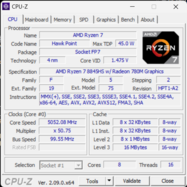 CPU-Z Hauptseite