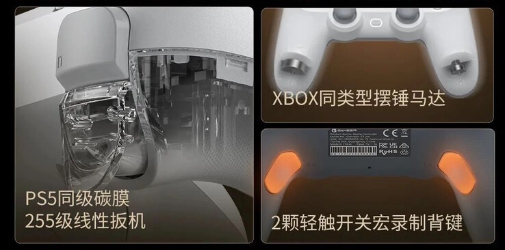 Zusätzliche Tasten, Trigger und Rumble-Motoren stehen bereit (Bildquelle: GameSir)