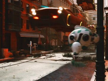 AMD RX 9070 ToyShop-Tech-Demo auf städtischer Straße (Bildquelle: AMD YouTube)