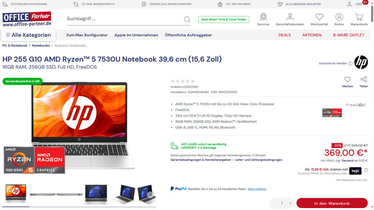 HP 255 G10 für 369 Euro.