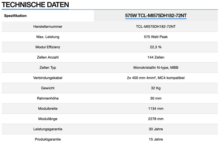 Technische Daten (Bildquelle: Actec)