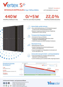 Technische Daten: Solarmodul Trina Vertex S+ bifazial Glas-Glas