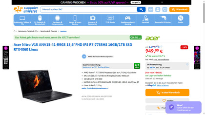 Acer Nitro V 15 ANV15-41-R9GS für 949 Euro.