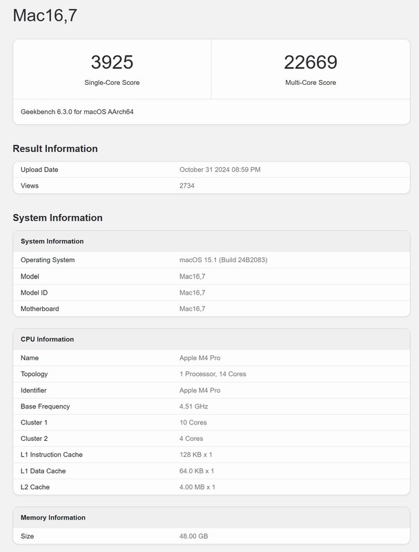 Der Apple M4 Pro erreicht mit seinen 4,51 Ghz schnellen Kernen neue Performance-Niveaus.