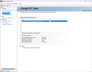 GPU ECC-Status umschalten