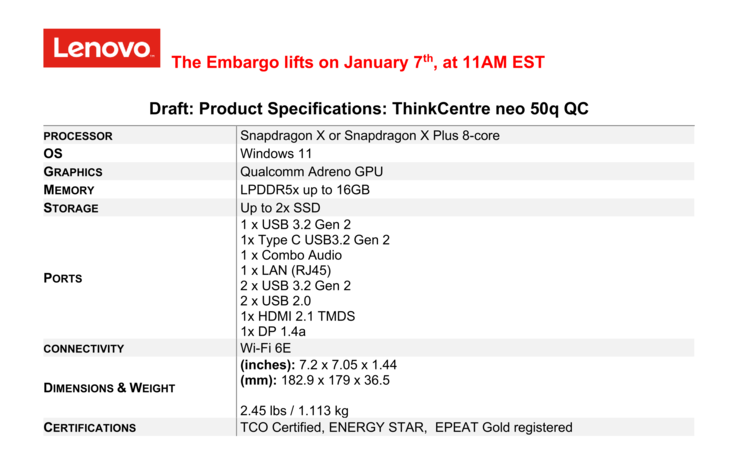 ThinkCentre neo 50q QC Datenblatt