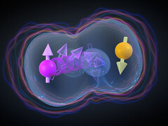 Die Spins zweier Elektronenlöcher interagieren in dieser künstlerischen Darstellung. (Bild: NCCR SPIN)
