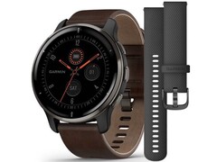 Die Venu 2 Plus wird mit einem Armband aus Leder und einem aus Silikon ausgeliefert (Bild: Garmin)