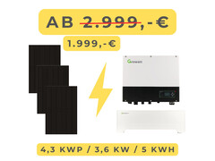 Deal: Solaranlage 4,3 kWp mit Speicher 5 kWh und bifazialen Glas-Glas-Modulen mit 27% Rabatt