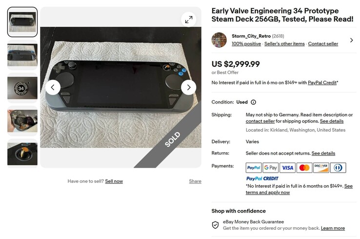 Die erfolgreich abgeschlossene eBay-Auktion zum Steam Deck Prototypen