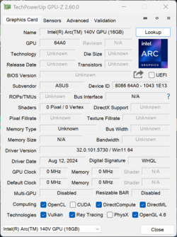 GPU-Z Intel Arc Graphics 140V