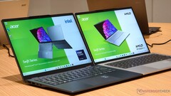 Auf der Computex 2024 bereits im Hinterzimmer aufgestellt: Ein Acer Swift 14 AI mit Intel Lunar Lake und AMD Ryzen AI 300 Strix Point.