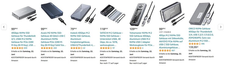 Nur eine kleine Auswahl an USB-4-SSDs auf Amazon