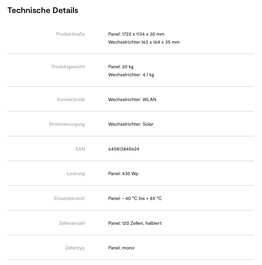 Technische Daten (Bildquelle: Tink)