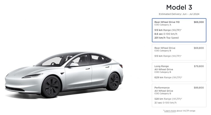 Es gibt jetzt eine vierte Version des Model 3 mit 110-kW-Leistung (Bild: Tesla SG)