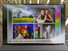 Draußen im Schatten. Der Bildschirm ist im Schatten mit meist erträglicher Blendung sichtbar