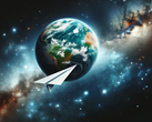 Startet ein Papierflieger von der ISS, übersteht der den Eintritt in die Erdatmosphäre, verglüht aber, bevor er den Boden erreicht. (Bildquelle: DallE3)