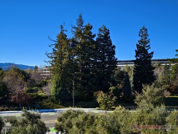Der beste Blick auf den Apple Park vom Visitor Center: Viel sieht man nicht.
