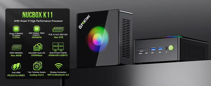 K11: Der Mini-PC kommt mit einer RGB-Beleuchtung (Bildquelle: GMKtec)