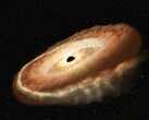 Ein Bild zeigt ein Schwarzes Loch im Universum