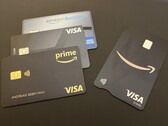 Die neue Amazon Visa (rechts) verglichen mit der Amazon Business, der Visa Card Extra und der nicht mehr aktiven Amazon Visa der LBB (von obenn nach unten). (Bildquelle: Andreas Sebayang/Notebookcheck.com) 