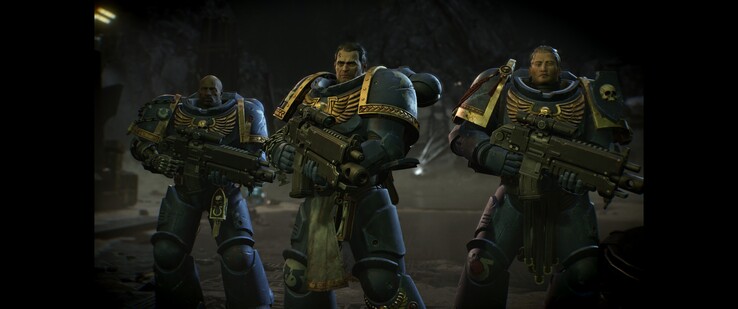 Hauptprotagonist Titus und sein Squad (links Chairon, rechts Gadriel). (Bildquelle: Space Marine 2)