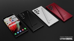 Das Samsung Galaxy S22 Ultra wie es Anfang 2022 möglicherweise aussehen wird in Form eines Rendervideos in mehreren Farboptionen (Bild: LetsGoDigital)