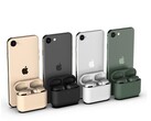 Vier von insgesamt acht neuen AirPods Pro-Farbvarianten, auch das Midnight Green des iPhone 11 Pro ist dabei (Konzeptbild)