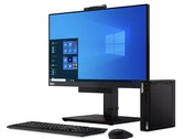 Zusammen mit separat zu erwerbender Tastatur, Monitor und Maus wird der ThinkCentre M75q Mini-PC zum sparsamen Desktop-Rechner (Bildquelle: Lenovo)