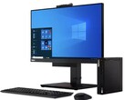 Zusammen mit separat zu erwerbender Tastatur, Monitor und Maus wird der ThinkCentre M75q Mini-PC zum sparsamen Desktop-Rechner (Bildquelle: Lenovo)