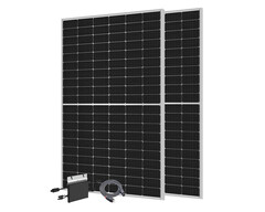 Balkonkraftwerk zur Senkung der Stromkosten mit bifazialen Modulen (Bild: Jolywood, Hoymiles)