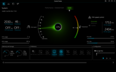 Startbildschirm des Control Centers