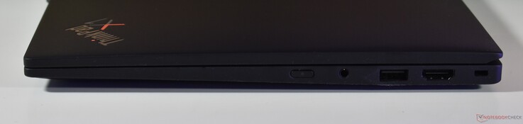 rechts: 3.5mm Audio, 3.5mm Audio, USB-A 3.2 Gen 1, HDMI, Kensington Lock