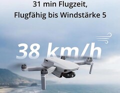Die kleine Mini 2 SE Drohne kann auch bei etwas stärkerem Wind betrieben werden (Bild: DJI)