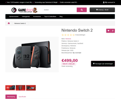 Nintendo Switch 2 bei Game-stock.nl (Screenshot)
