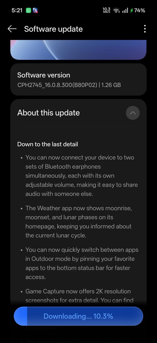 OxygenOS 16.0.8.300 Software-Update