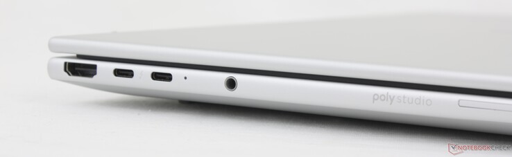 HDMI 2.1, 2x USB-C Thunderbolt 4 mit DisplayPort 2.1 + Power Delivery (40 Gbps), 3,5-mm-Headset, SmartCard Reader (optional)