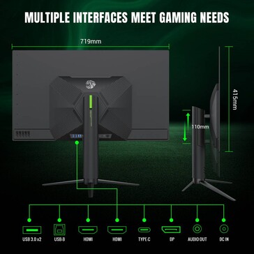 Verbaut ist auch ein USB-Hub, die Verstellung in der Höhe ist möglich (Bildquelle: Gamemax)
