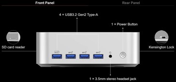 Externe Schnittstellen an der Vorderseite des Geekom A8 Max (Quelle: Geekom)