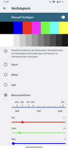 Displayeinstellungen der Calman-Messung