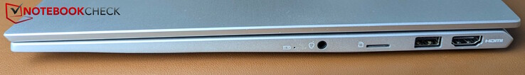 Rechts: Headset-Klinke, MicroSD-Card Reader, USB-A (10 Gbit/s), HDMI 2.1
