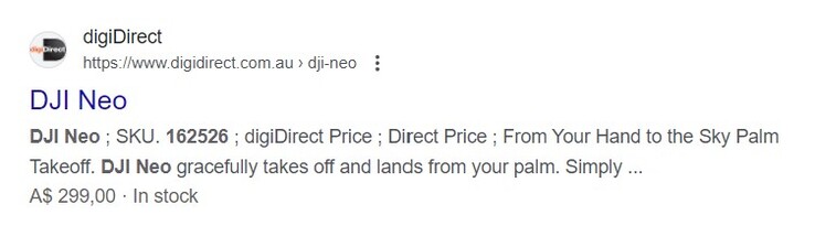 Laut einer noch bei Google auffindbaren Vorschau auf die geleakte Produktseite wird die DJI Neo sehr günstig.