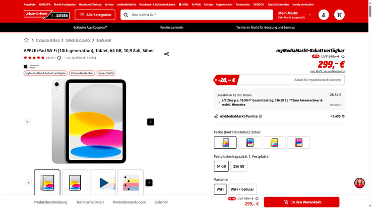 Mediamarkt und Saturn gewähren registrierten Kunden einen zusätzlichen Rabatt von 20 Euro.