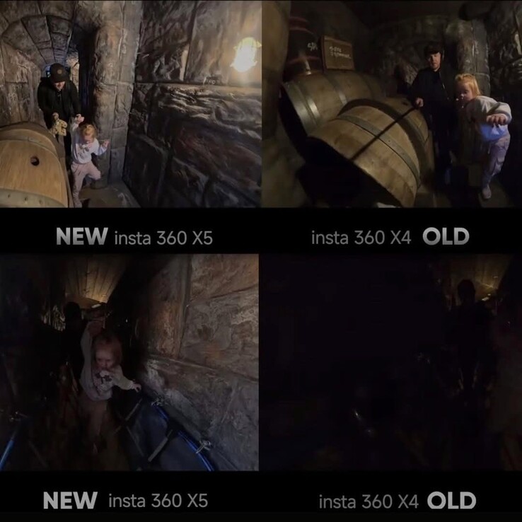 Erste Bilder aus der Insta360 X5 im Vergleich mit der Insta360 X4 sollen insbesondere die besseren Nachtaufnahmen demonstrieren.