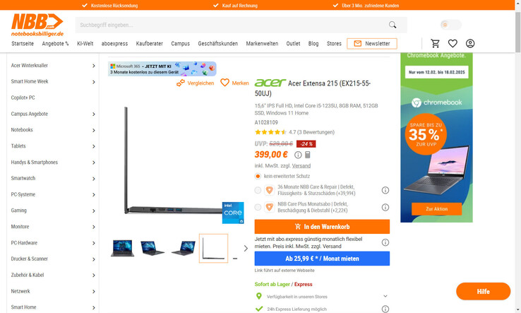 Extensa 15 EX215-55 für 399 Euro