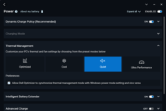Dell Energieprofile (Optimiert, Kühl, Leise, Ultra Performance)