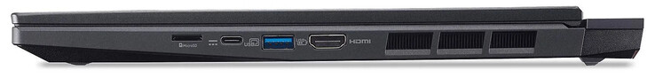 Rechte Seite: Speicherkartenleser (MicroSD), USB 3.2 Gen 2 (USB-C; Power Delivery, DP Alt-Mode), USB 3.2 Gen 2 (USB-A), HDMI