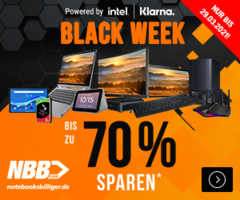 Black Week bei notebooksbilliger.de - minus 70% auf viele Geräte und bis zu 100€ Rabatt mit der 0% Finanzierung auf ausgewählte Apple Produkte